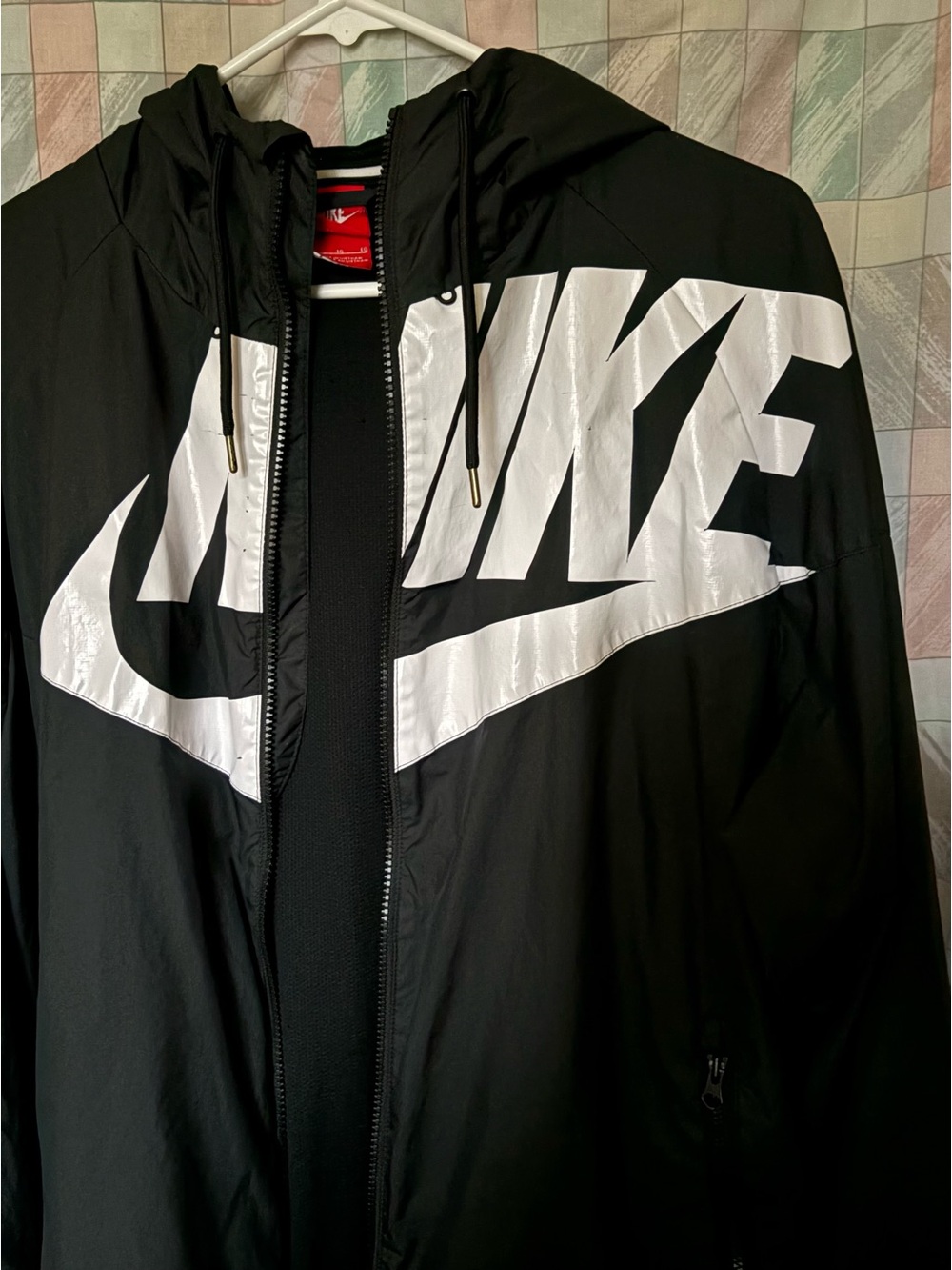 Nike Sportswear GX1 Big Swoosh Windrunner Jacket Mens XL Black White Hooded Zip